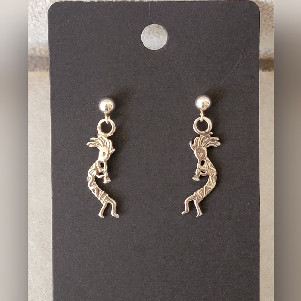 Sterling Silver Kokopelli Dangle Earrings | Southwestern Boho Jewelry